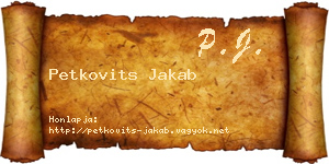 Petkovits Jakab névjegykártya