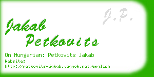 jakab petkovits business card